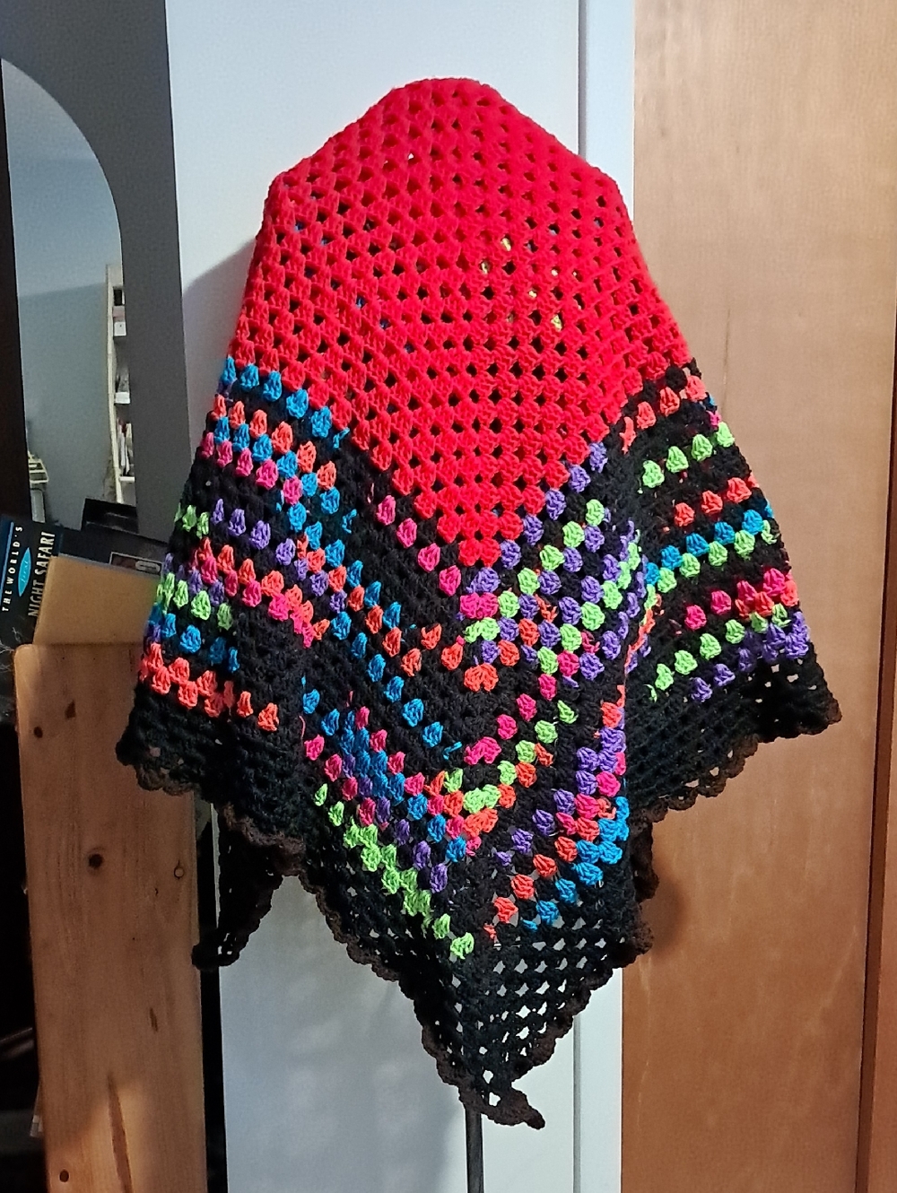 Handmade Multicolor Kids Pea Coat-Style Crochet Jacket